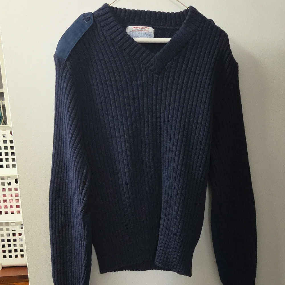 Classic Navy V-Neck Sweater - Picture 1 of 2